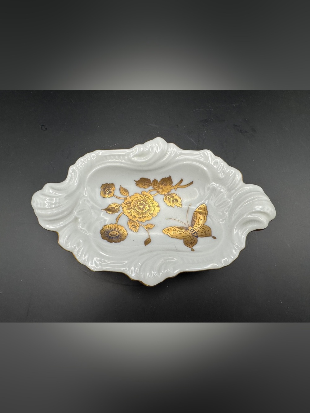 Estée Lauder Ice Palace Collection Porcelain Soap Dish, Gold Floral & Butterfly